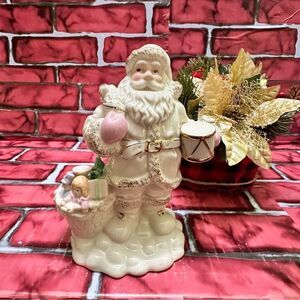 LENOX Porcelain Santa Claus W/Gold & Pink Details